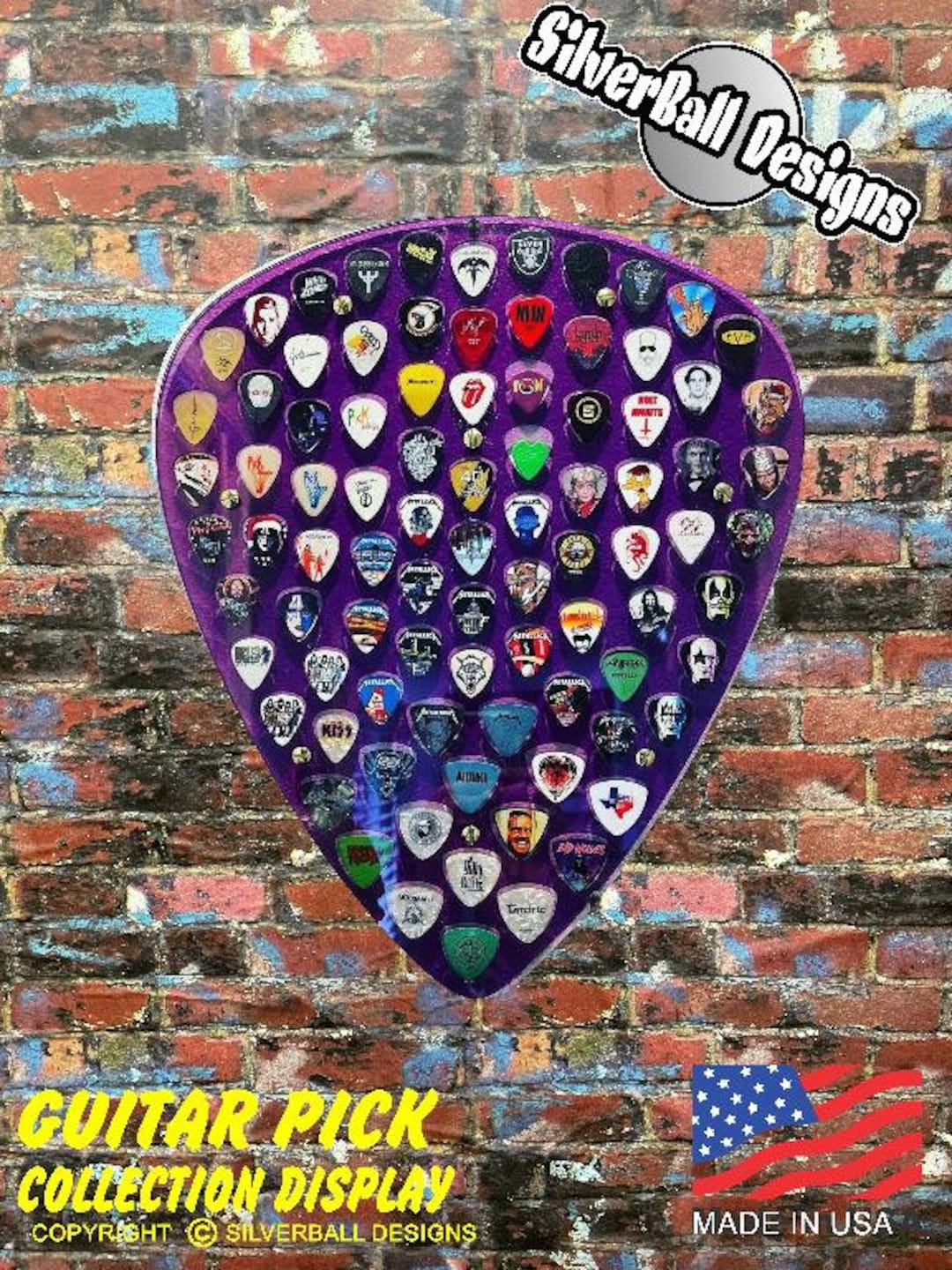 Guitar Pick Collection Display large Custom Laser Cut Wall Hanging