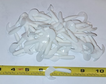 White Curl Tail Grubs, 2 inch, 100 Baits