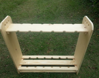 Custom Wood Fishing Rod/Reel Storage Rack Choose 12, 18, 24 slots, also Heavy Duty for Saltwater Size combos  Hand Crafted in the U.S.A.