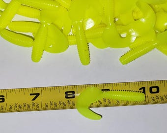 Chartreuse Curl Tail Grubs, 2 inch, 100 Baits