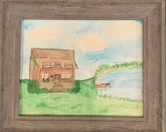 Old Bait Shop Water Color Original 8 x 10 framed