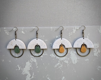 Drop Circlet Earrings | Arch Clay Earrings | Handmade Polymer Clay Jewelry | Modern Bold Statement Accessory | Nickle-free Dangle Earrings