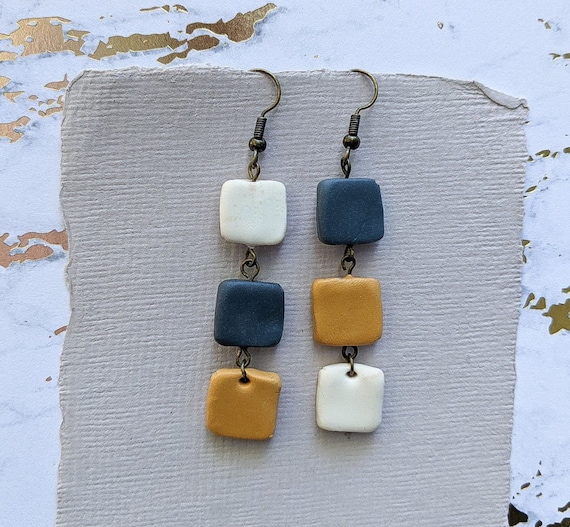 The Emily | Clay Earrings | Handmade Polymer Clay Jewelry | Modern Bold Statement Accessory | Lightweight Dangle Drop Earrings | NickelFree