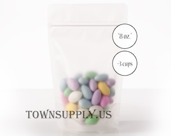 food grade recloseable favors product packaging clear window bakery bag 100-8 oz white Kraft paper stand up pouches resealable zipper
