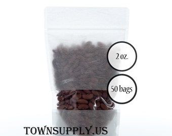 May include: A clear plastic bag with a white paper liner, filled with red kidney beans. The bag has a label that says "2 oz." and "50 bags". The bag is labeled with the text "TOWNSUPPLY.US".