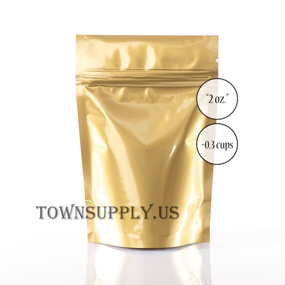20 2 Oz Gold Foil Lined Bags Food Safe Packaging Small Resealable Zip Pouch Recloseable Stand up Bag Zipper Bag Treat Candy Pouches Etsy