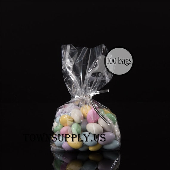50 CLEAR 14/" x 5/" x 2.5/" CELLOPHANE BAGS WITH GUSSET *FOOD SAFE*