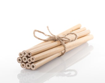 Ten 7.5 inch bamboo tubes, reusable straws, plant stakes, bee hotels, biodegradable sticks, natural wedding decor, pollinator garden supply