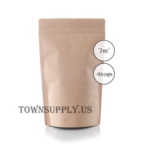 20 2 oz. natural Kraft bags food safe packaging, small resealable zip pouch, recloseable package, zip top bag, food grade tea shop supply