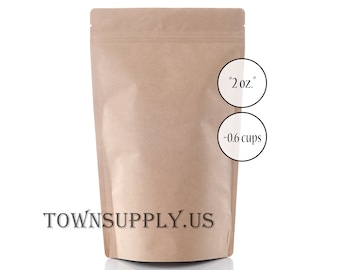 20 2 oz. natural Kraft bags food safe packaging, small resealable zip pouch, recloseable package, zip top bag, food grade tea shop supply