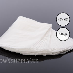 50 flat glassine bags 4.5 x 6.75 translucent paper envelopes, grease resistant food bags, wedding cookie favors, soap packaging, Town Supply