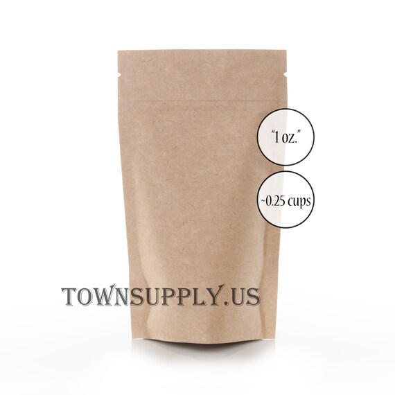 100 1 Oz Kraft Stand Up Pouches Food Safe Packaging Supply Etsy