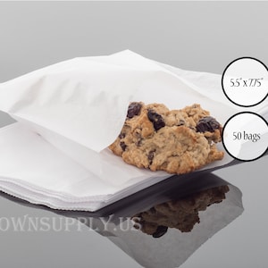 50 flat glassine bags 5.5 x 7.75 translucent paper envelopes, grease resistant cookie bags, wedding food favors, soap packaging, Town Supply
