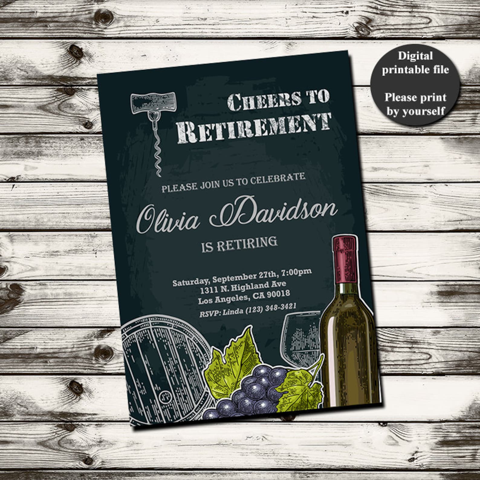 cheers to retirement invitation wine retired wine tasting etsy