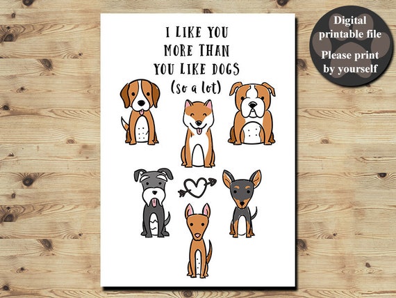 Dog Card Love Card Anniversary Card Cute Anniversary Card Cute Love Card Cute Dog Card Dog Friends Greeting Card Printable Diy Card - 