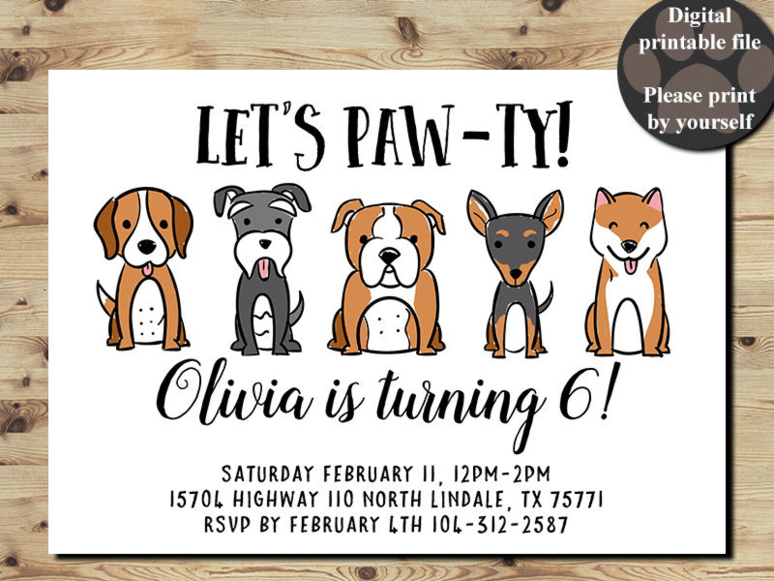 Dog Birthday Invitation Puppy Party Invitation Puppy Etsy