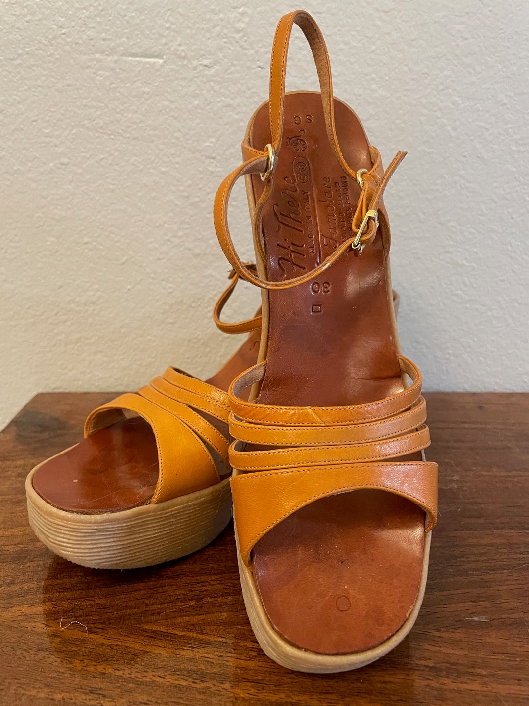 1970 s Famolare hi There Sandals Size 9s Vintage Strappy Platform Wavy Sole Etsy