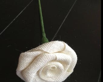 12" Long Stem IVORY Oyster Burlap Rose Wedding Bouquet Rustic Easter Decor Spring Wedding Table Bouquet Cottage Shabby Chic