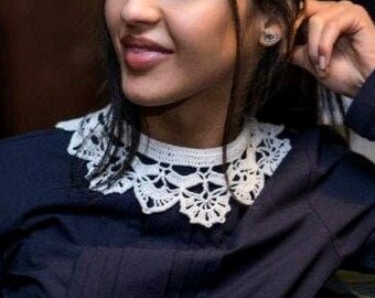 White cotton choker necklace for woman Peter Pan collar Detached collar Lace choker Neck piece Flower choker Bridal necklace Flower necklace