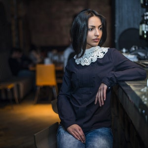 Hand made crochet collars and cuffs detachable collar and cuffs Hand made collar Crochet lace collar White knitted collar Choker image 6