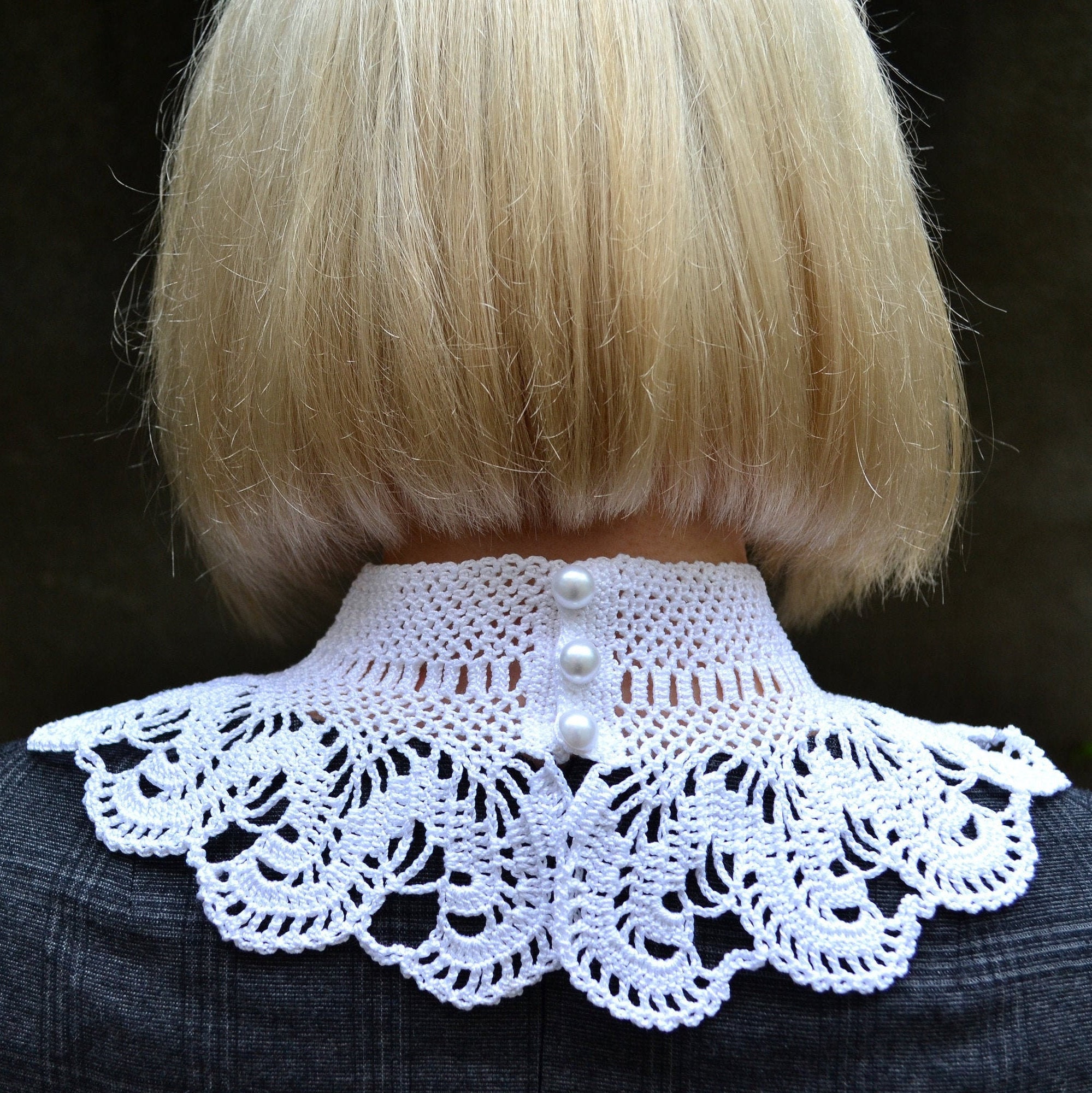 White Crochet Lace Collar, Vintage Style Collar, Lolita Fashion Collar  Accesories, Victorian Style Collar 