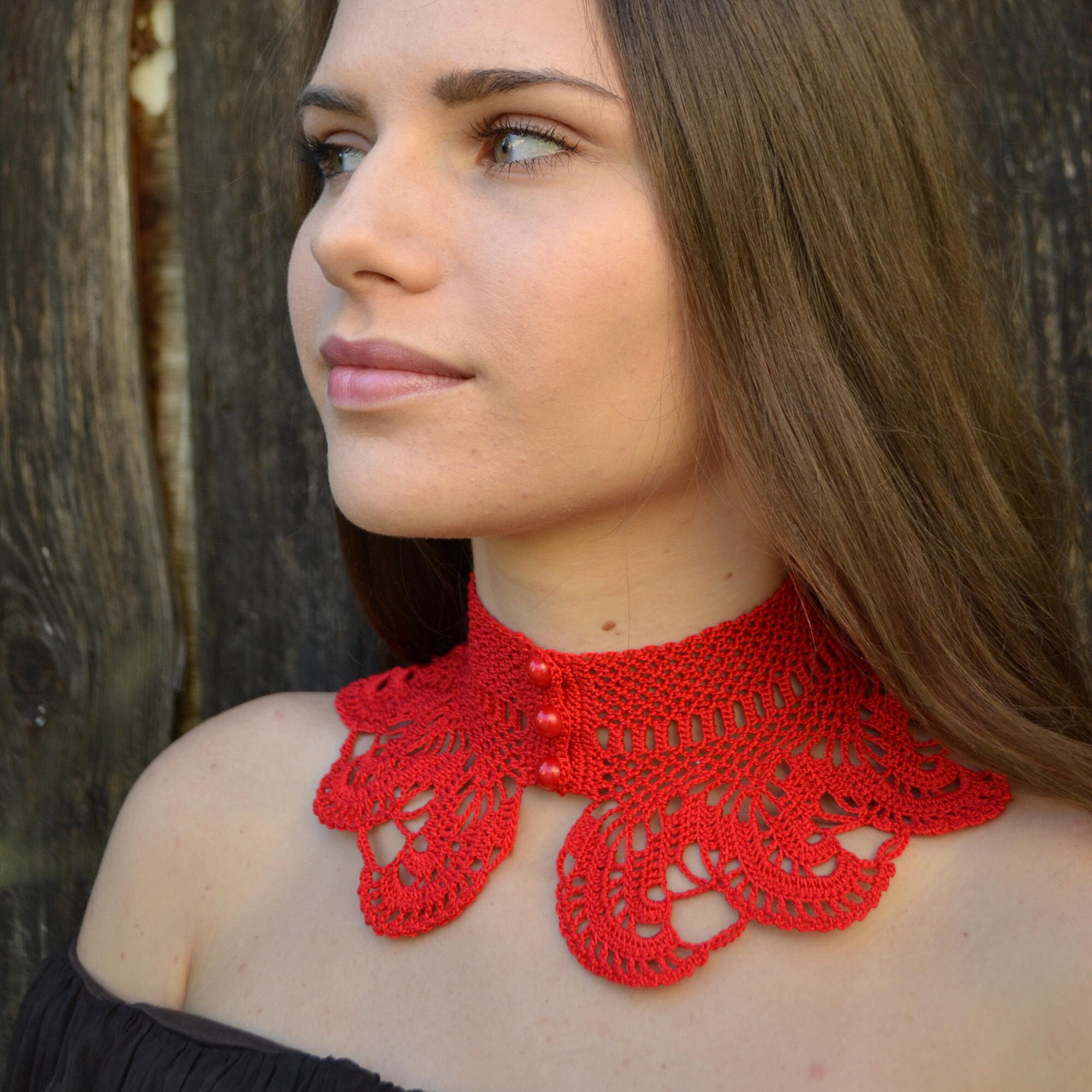 Crochet Red Collar Lace Choker Collar Detachable Collar Etsy