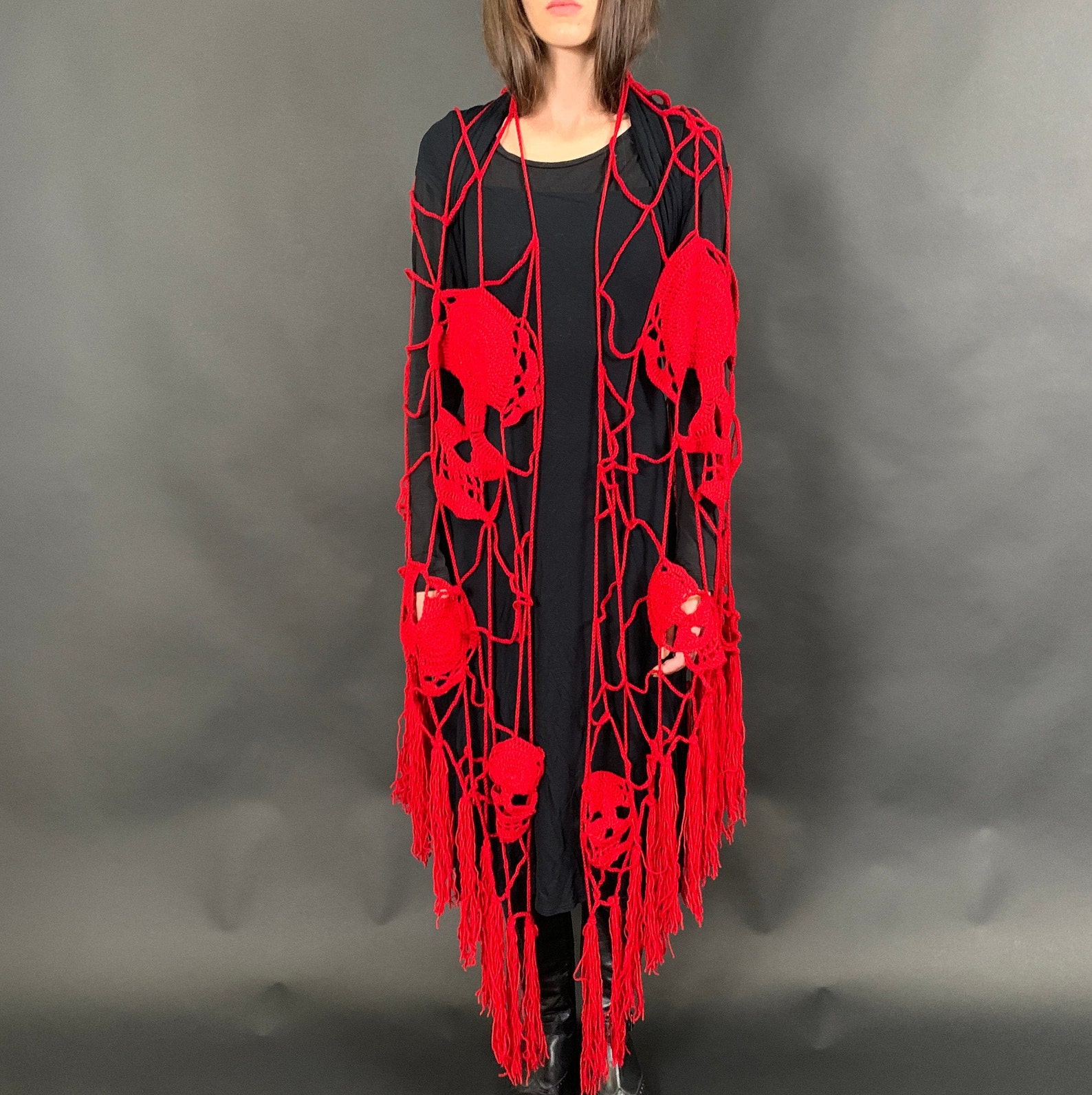 Lost Souls Shawl Crochet Skull Shawl Dark Academia Clothing Etsy