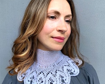 Corsé bohemio de cuello alto con cuello de ganchillo y encaje blanco, estilo Peter Pan desmontable, accesorio victoriano, regalo hecho a mano