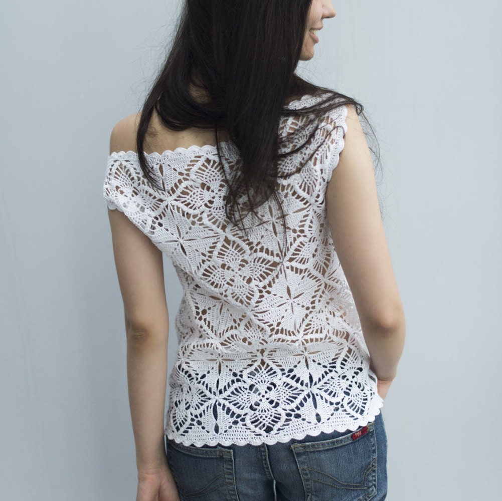 White Lace Crochet Statement Blouse main image 1