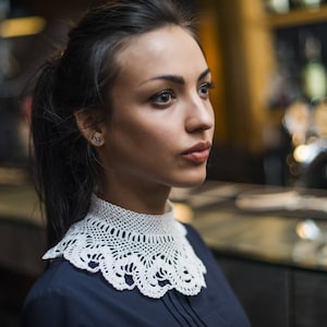 Hand made crochet collars and cuffs detachable collar and cuffs Hand made collar Crochet lace collar White knitted collar Choker image 8