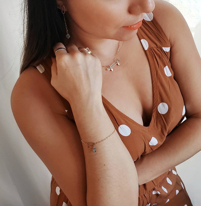 graduation gold filled chain dainty bracelet herkimer diamond gold bangle charm bracelet gift pendant bridesmaids long cable chain