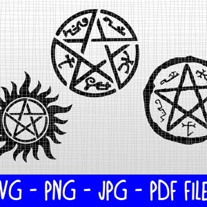 Downloadable SVGs - Supernatural Pentagram Symbols