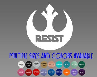 Glitter Vinyl Decal - Star Wars Rebel Alliance with &quot;Resist&quot; cutout