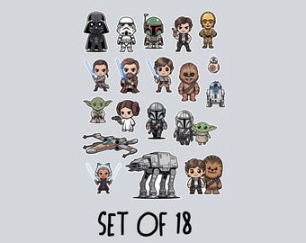 Color Stickers -   Set of 18 Star Wars Characters