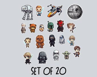 Color Stickers -   Set of 20 Star Wars Characters