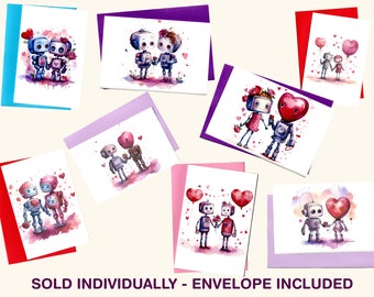 Valentine's Day Card - Robots in Love