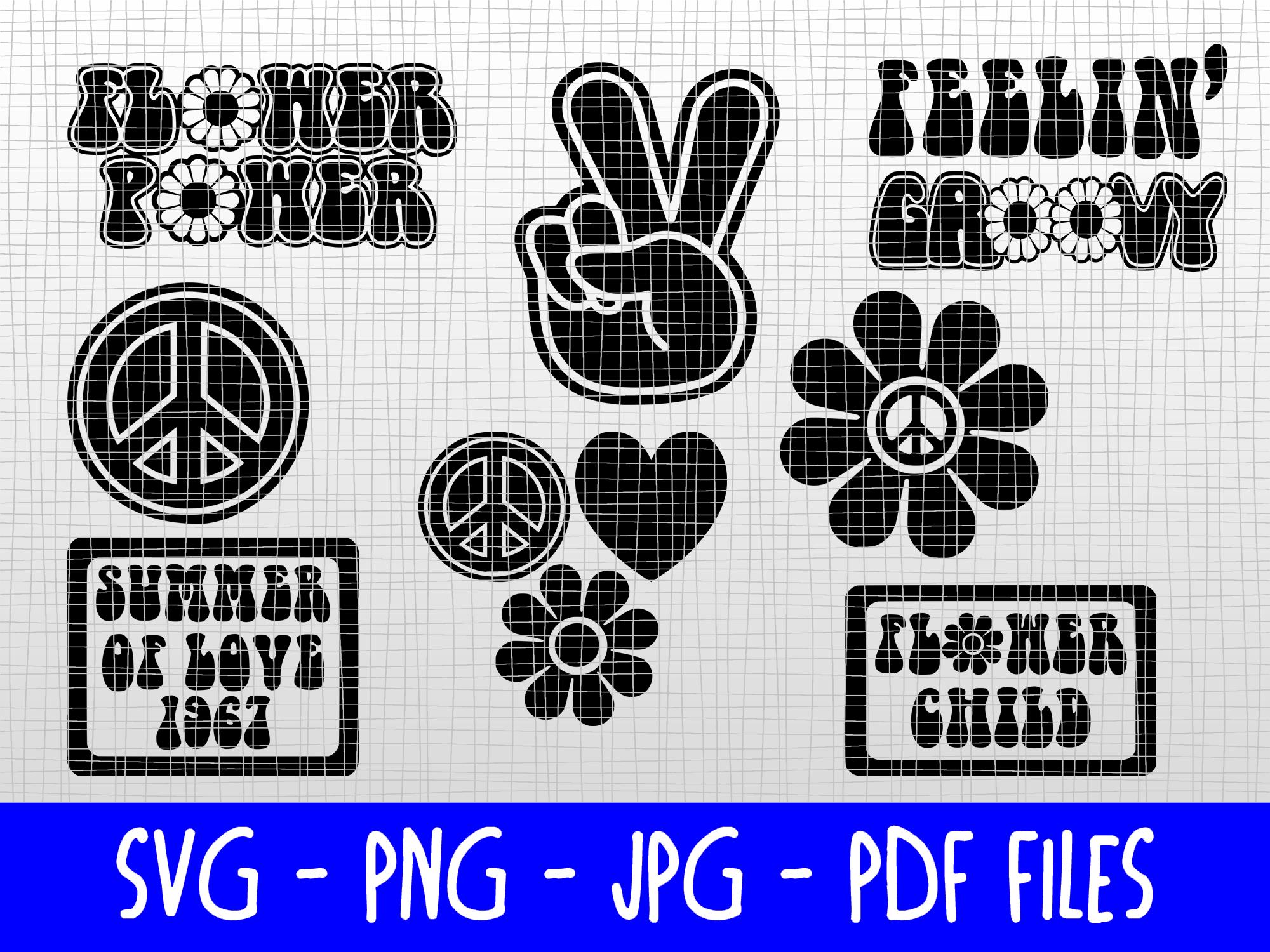 Downloadable Svgs - Hippie Fun - Peace Flower Power Groovy Love - Etsy