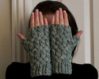 Crochet Glove Pattern Tipperary Fingerless Gloves Crochet Pattern Cable Aran Gloves Pattern for Men or Women PDF Download