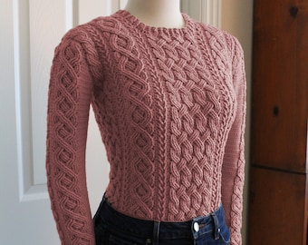 Braemar Cable Braided Sweater Crochet Pattern for Women (sizes: Small, Medium, and Large), Aran Sweater, Crochet PDF Download, Women Clothes