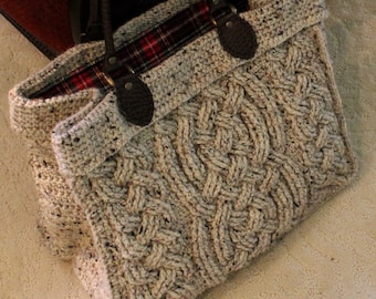 Aberdeen Cable Braided Purse Tote Handbag Crochet Patttern Aran Celtic Crochet Purse Design PDF Download for Women and Men