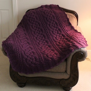 Crochet Blanket Pattern, Petite Sirah Cable Throw Pattern Braided, Crochet Afghan Pattern, Cabled Afghan Pattern, Blanket Pattern, Women Men