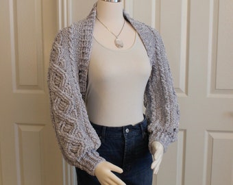 Crochet Shrug Bolero Sweater Pattern Cable Braided Crochet Pattern for Women Aran Sweater Jumper PDF Download Women Clothes