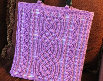 Crochet Patttern Lace Cable Market Bag Purse Tote Handbag Crochet Patttern Aran Celtic Mesh Crochet Design PDF Download