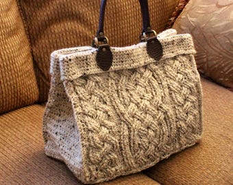 Aberdeen Cable Braided Purse Tote Handbag Crochet Patttern Aran Celtic Crochet Purse Design PDF Download for Women and Men