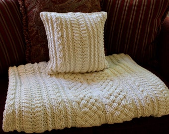 Crochet Pillow Pattern, Celtic Twist Braided Cable Pillow Sham Crochet Pattern Home Decor PDF Download Cable Irish Pillow