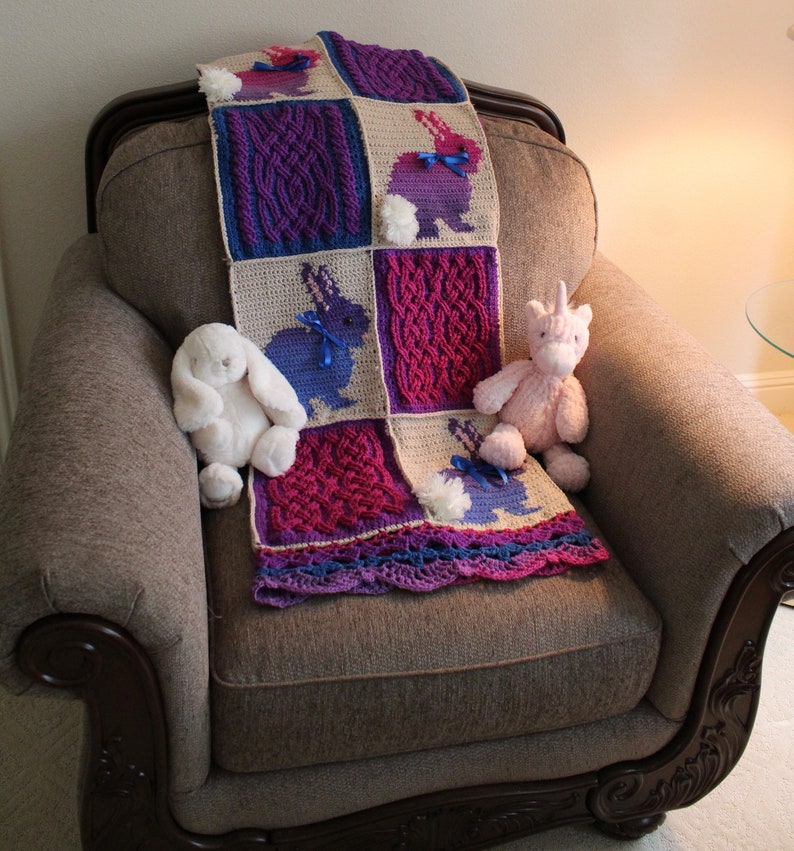 Crochet Blanket Pattern Bunny Cable Braided Blanket Crochet | Etsy