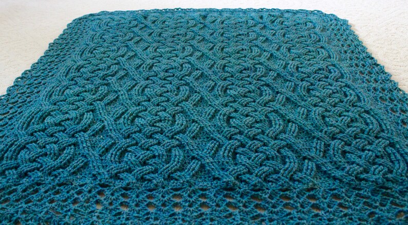 Crochet Blanket Pattern, Aberdeen Braided Baby Cable Aran Blanket Crochet Pattern for Boys and Girls, Celtic blanket, cable pattern image 3