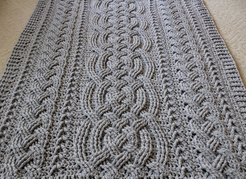 Crochet Blanket Pattern Irish Lullaby Cable Braided Blanket Crochet Pattern Baby Blanket Throw Afghan Bulky Chunky Yarn Nursery Aran Celtic image 3