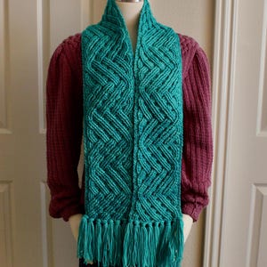 Crochet Scarf Pattern, Zenith Cable Braided Scarf Crochet Pattern for Women and Men Celtic Aran Crochet