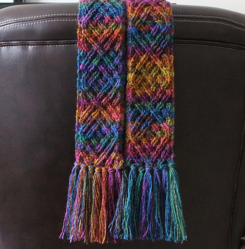 Crochet Scarf Pattern, Celtic Diamonds Braided Cable Scarf Crochet Pattern for Men and Women PDF download Celtic Crochet Pattern Clothing image 9